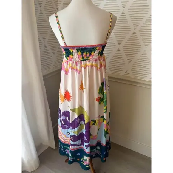 Boutique Women’s Small Graphic Print Boho Abstract Maxi Dress - Picture 6 of 8
